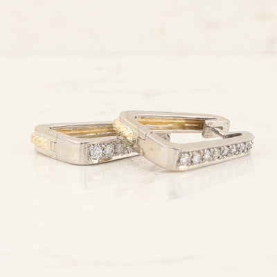 2 Tone Diamond Hoop Earrings