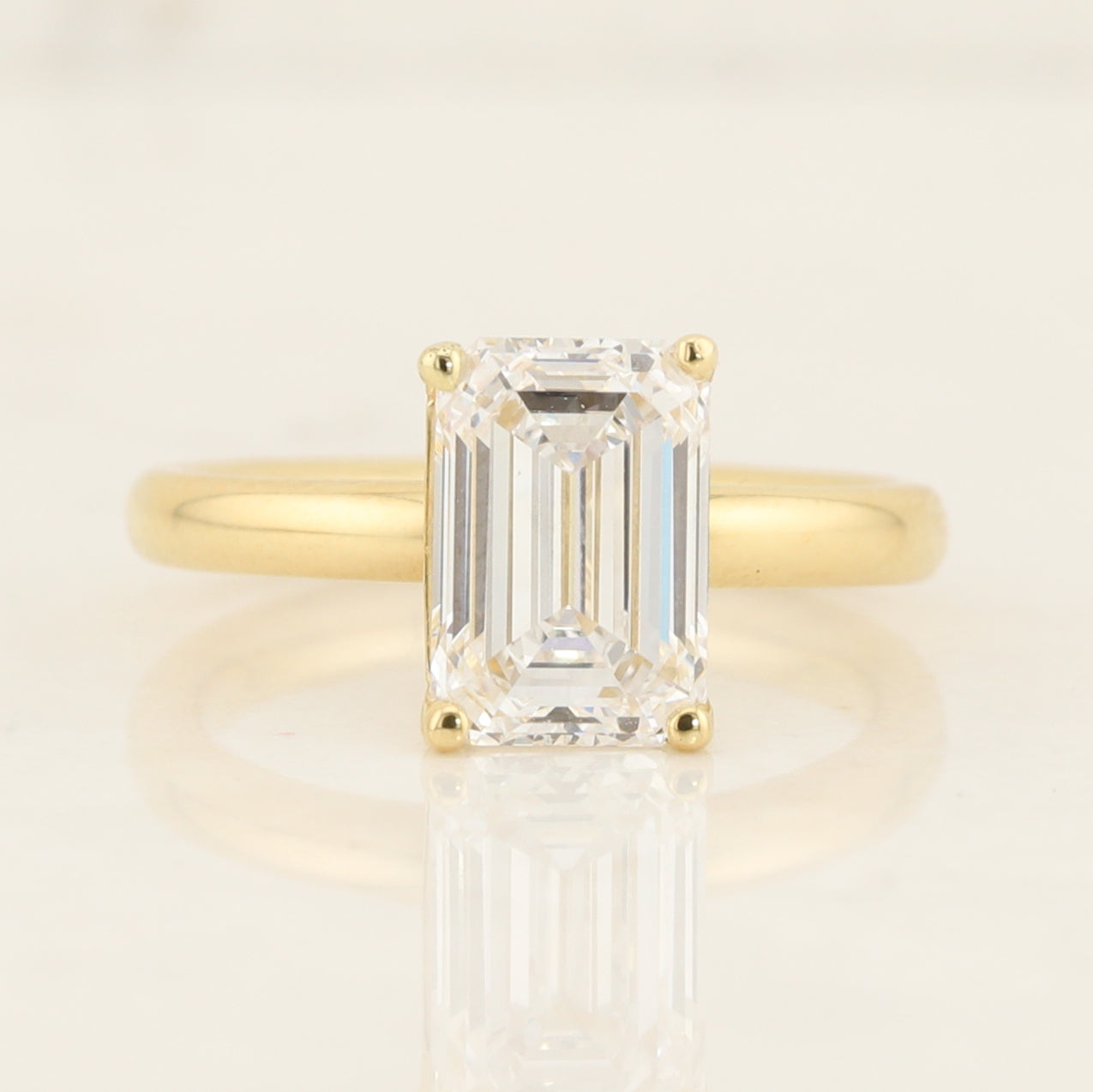 Lab Emerald Cut Engagement Ring