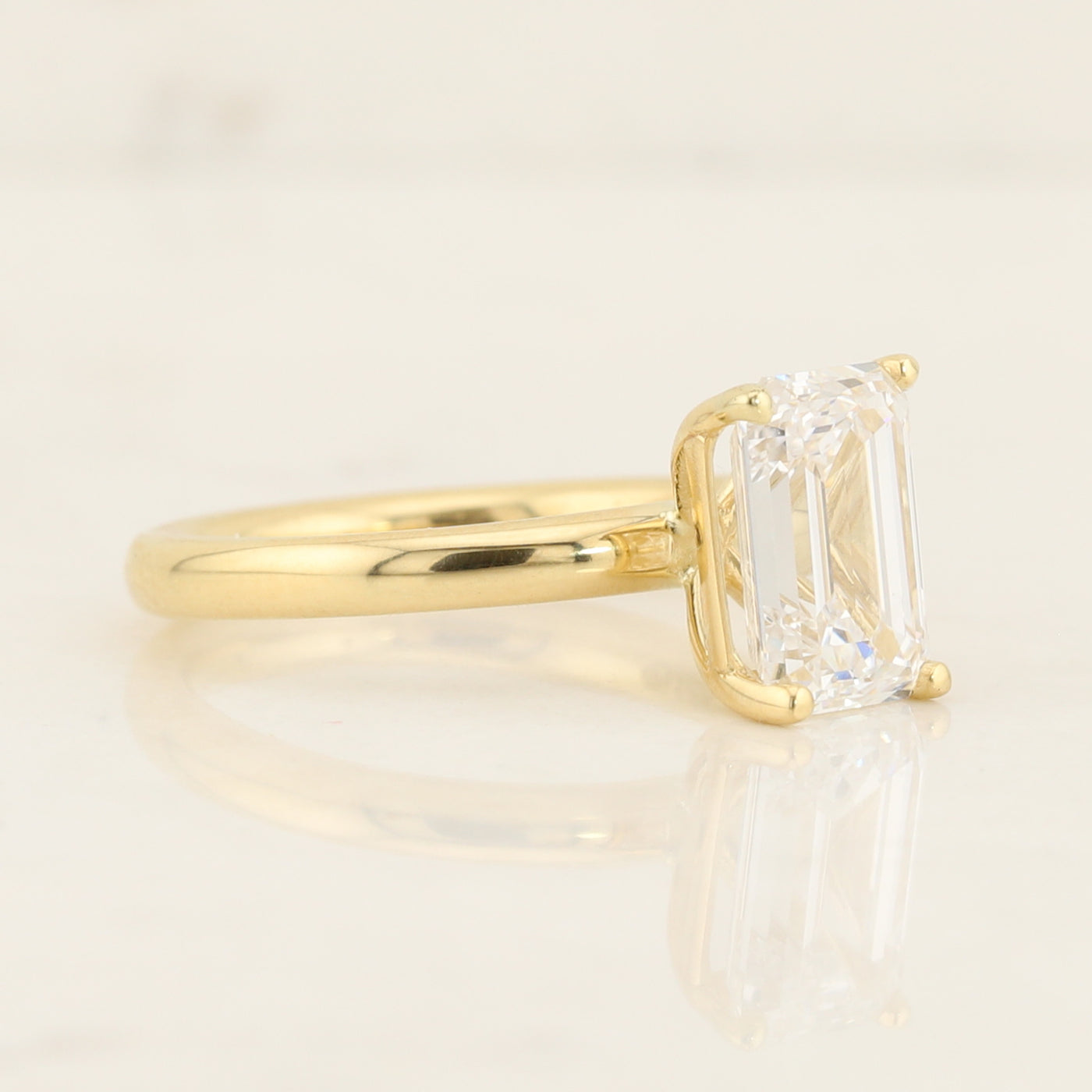 Lab Emerald Cut Engagement Ring