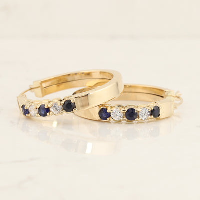 Sapphire & Diamond Hoops