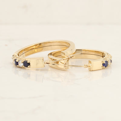 Sapphire & Diamond Hoops