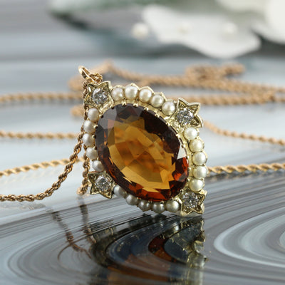 Stunning Citrine & Pearl Pendant