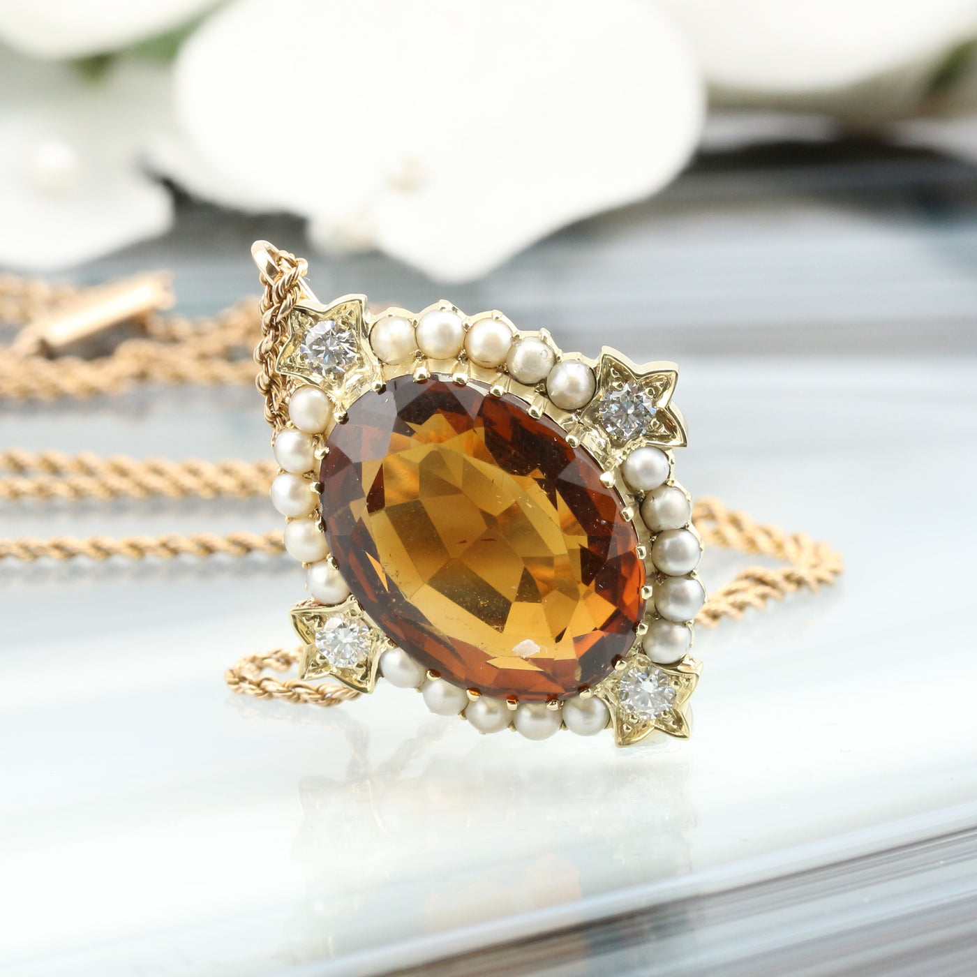Stunning Citrine & Pearl Pendant