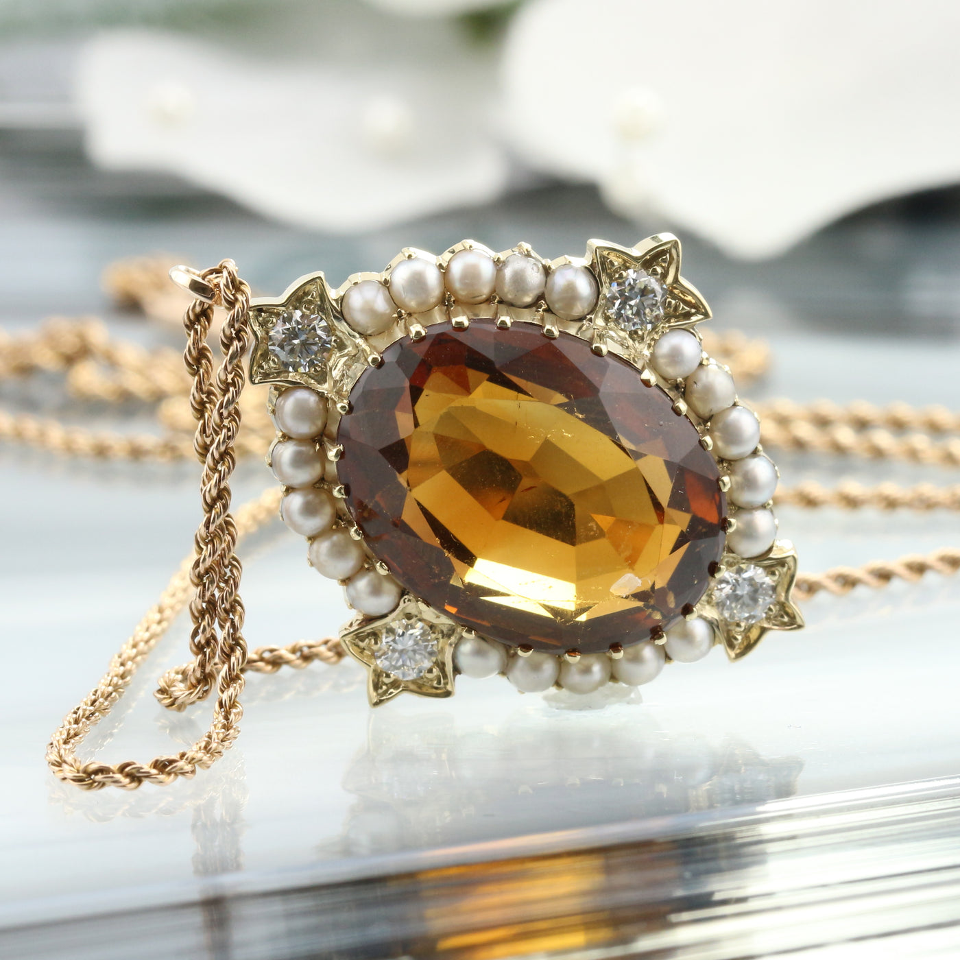 Stunning Citrine & Pearl Pendant