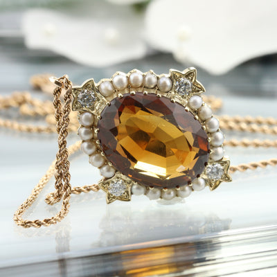 Stunning Citrine & Pearl Pendant