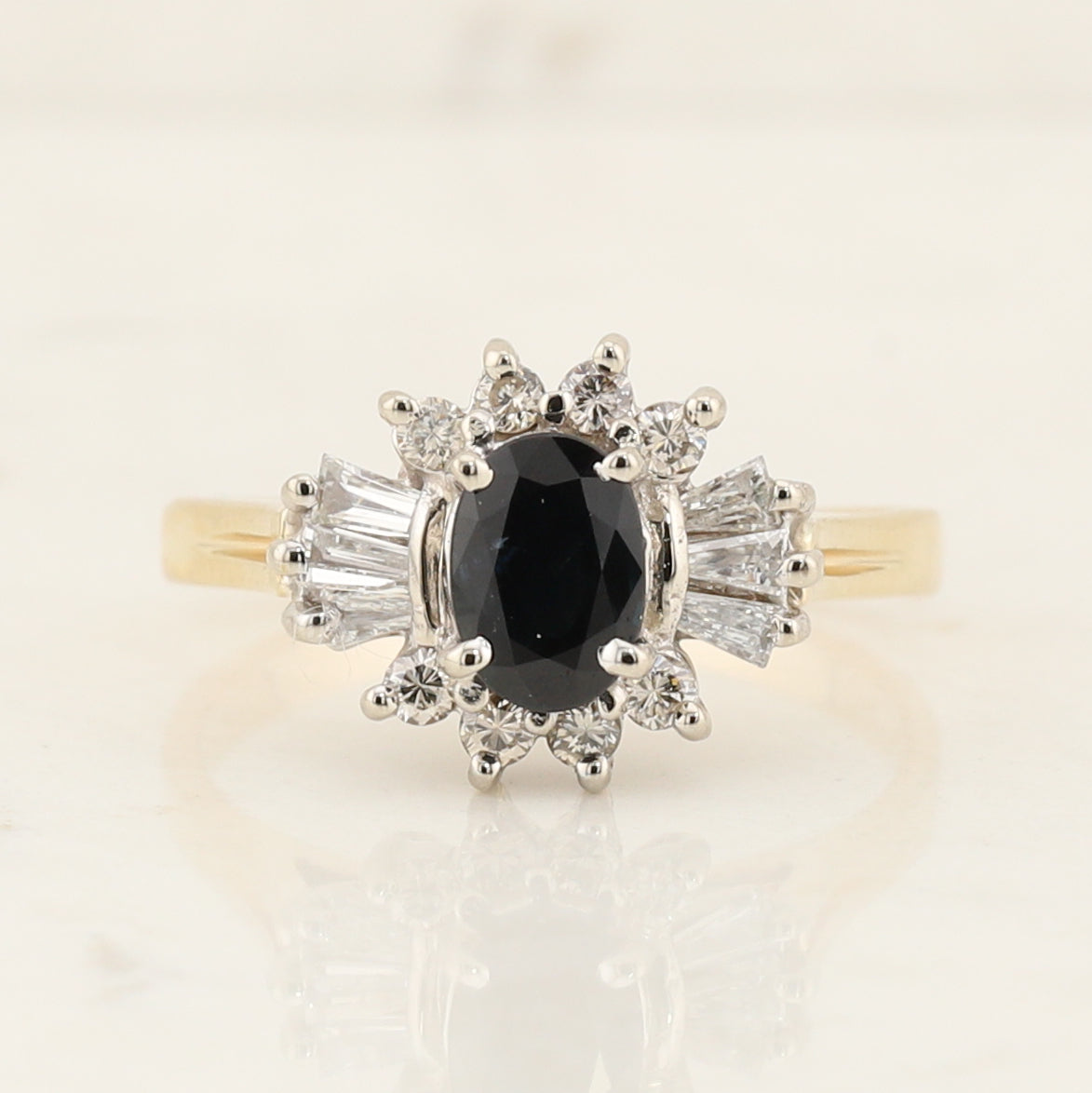 Sapphire & Diamond Baguette Ring