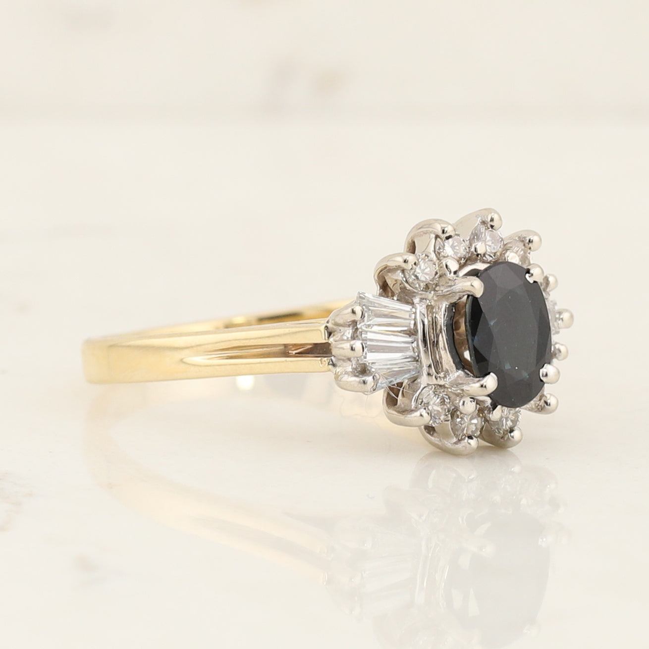 Sapphire & Diamond Baguette Ring