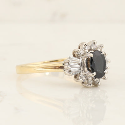 Sapphire & Diamond Baguette Ring