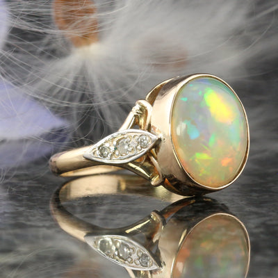 Jelly Opal & Diamond Ring
