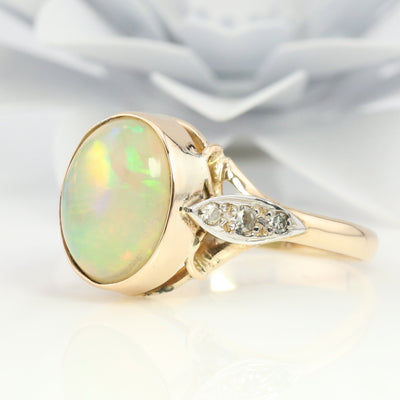 Jelly Opal & Diamond Ring