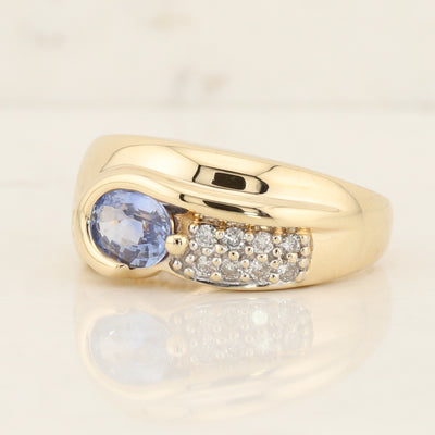 Modern Tanzanite & Diamond Ring
