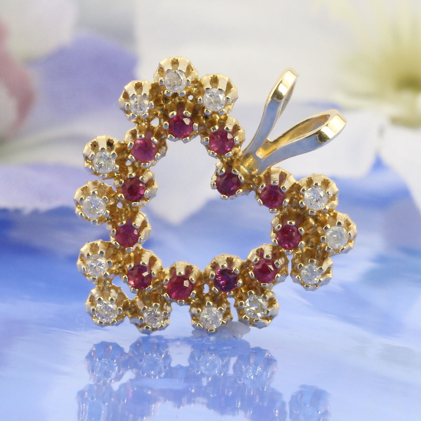 Medium Size, Ruby & Diamond Heart Pendant