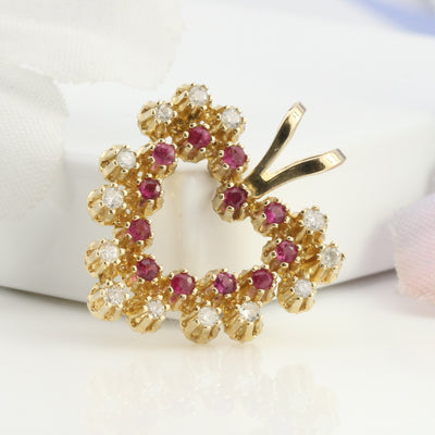 Medium Size, Ruby & Diamond Heart Pendant