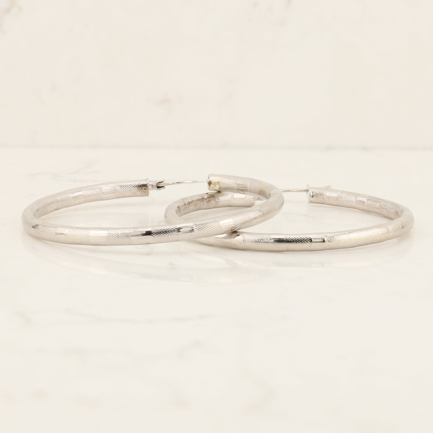 White Gold Hoop Earrings