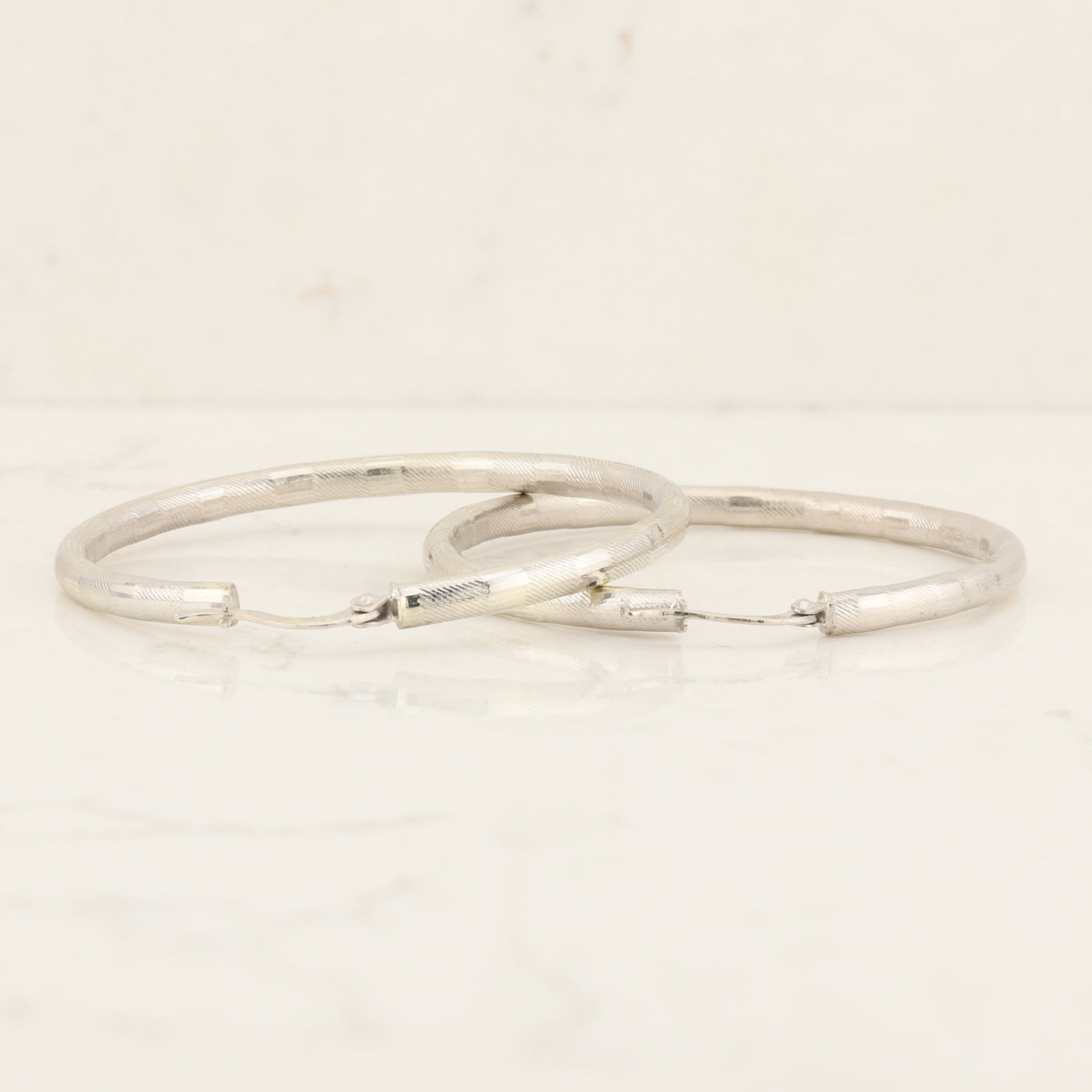 White Gold Hoop Earrings