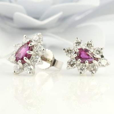 Ruby Cluster Earrings