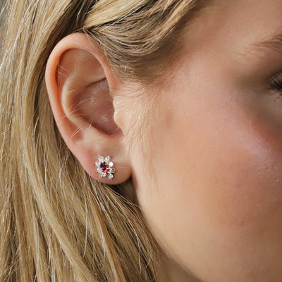 Ruby Cluster Earrings