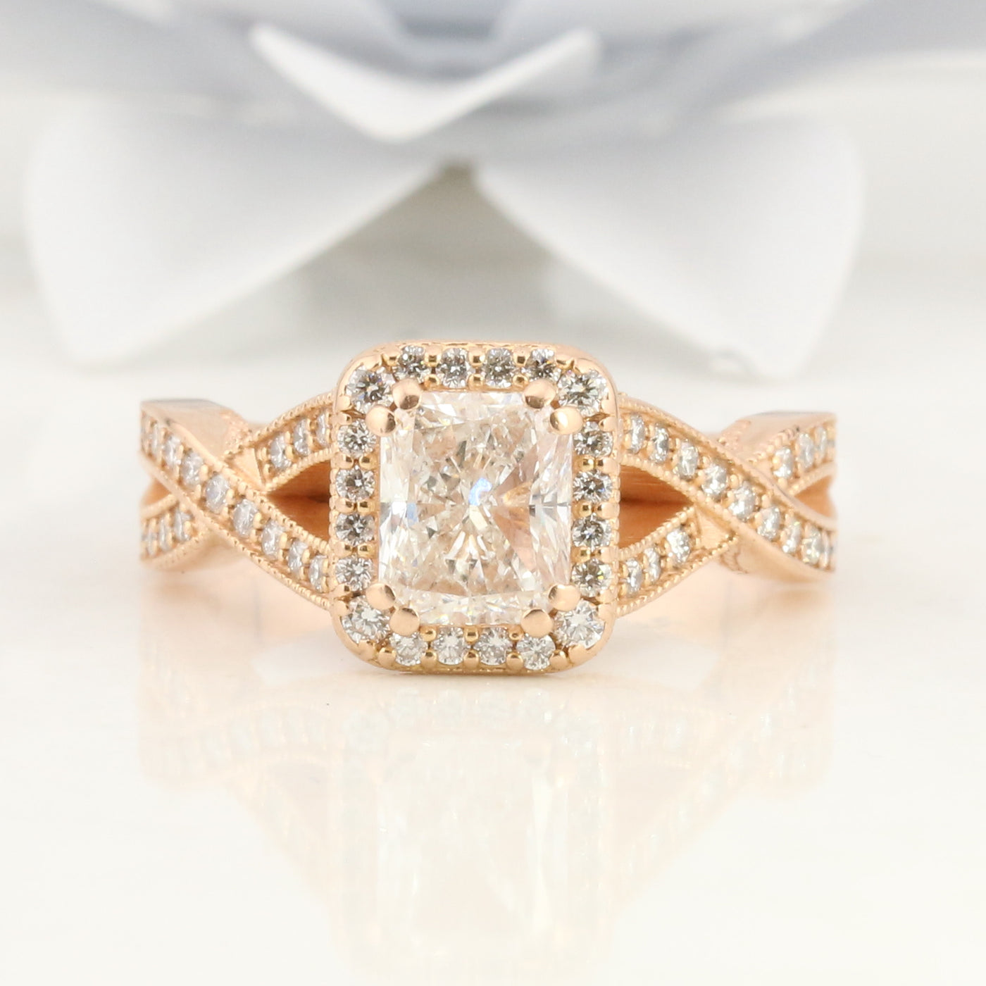 Rose Gold Radiant Cut Diamond Ring