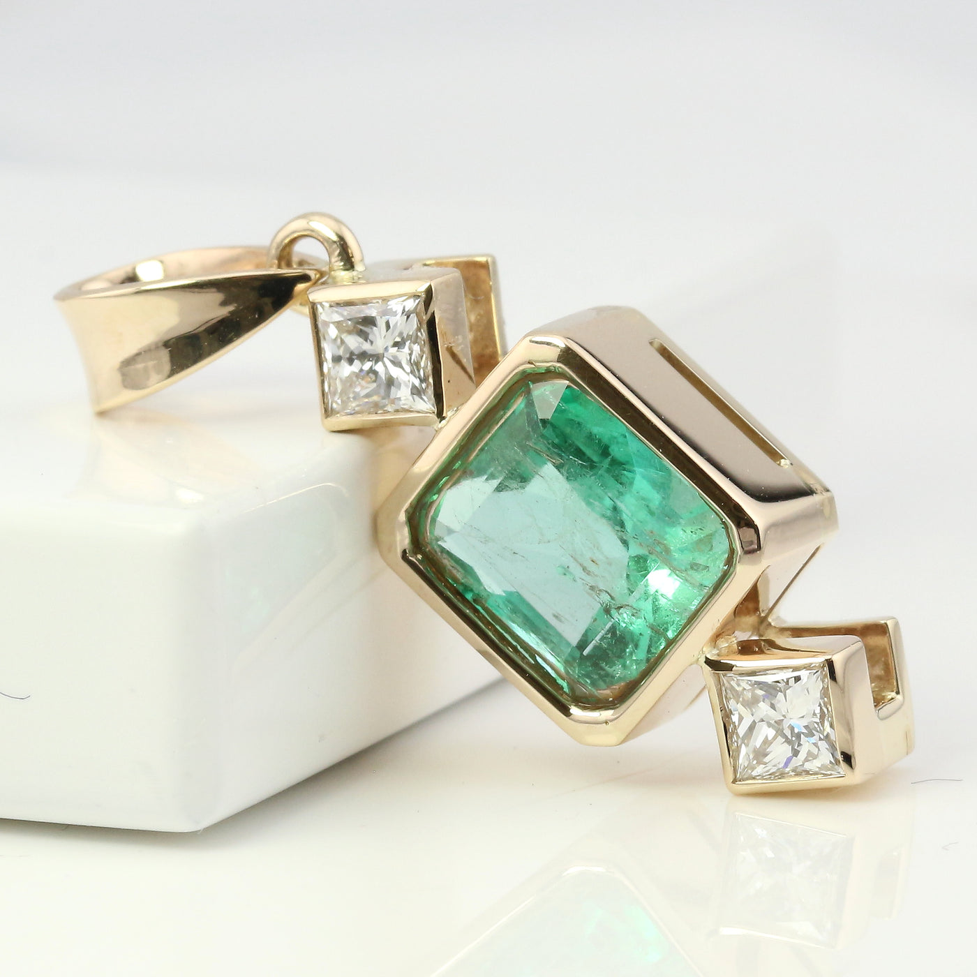 Emerald & Diamond Drop Pendant