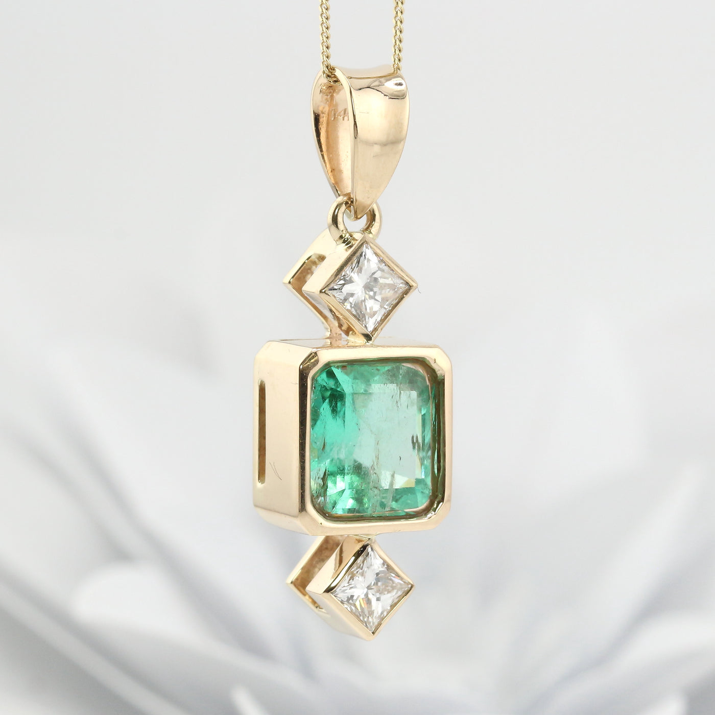 Emerald & Diamond Drop Pendant