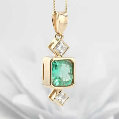 Emerald & Diamond Drop Pendant