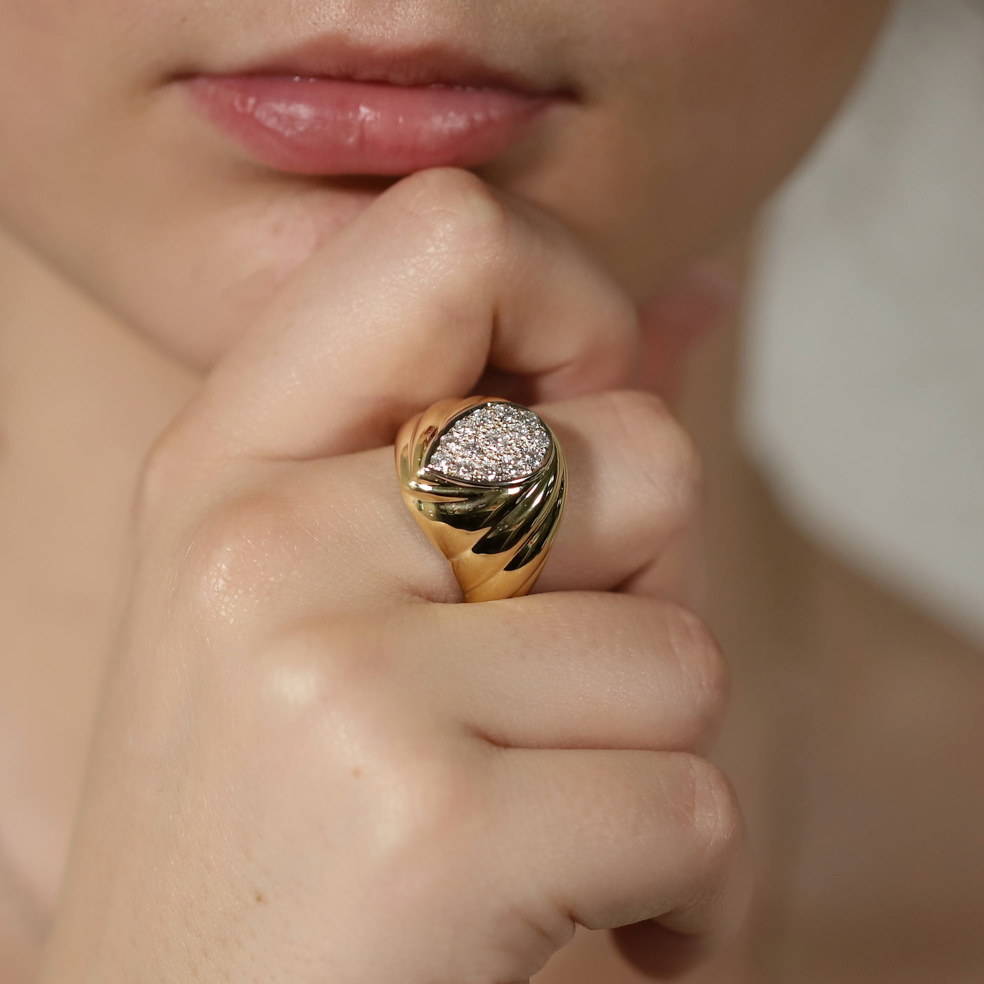 Diamond Pave Tear Drop Top