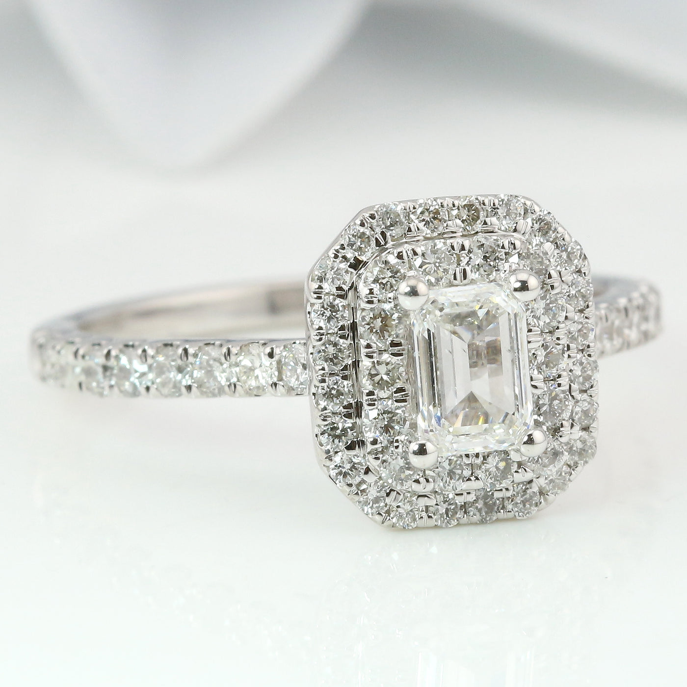 Emerald Halo Diamond Engagement Ring