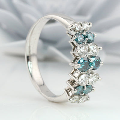 Blue & White Diamond Ring