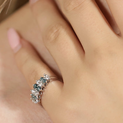 Blue & White Diamond Ring