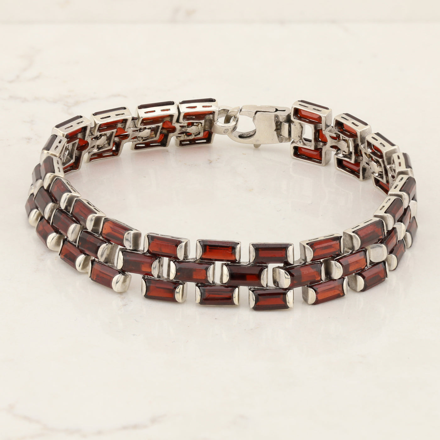 Garnet & Silver Bracelet