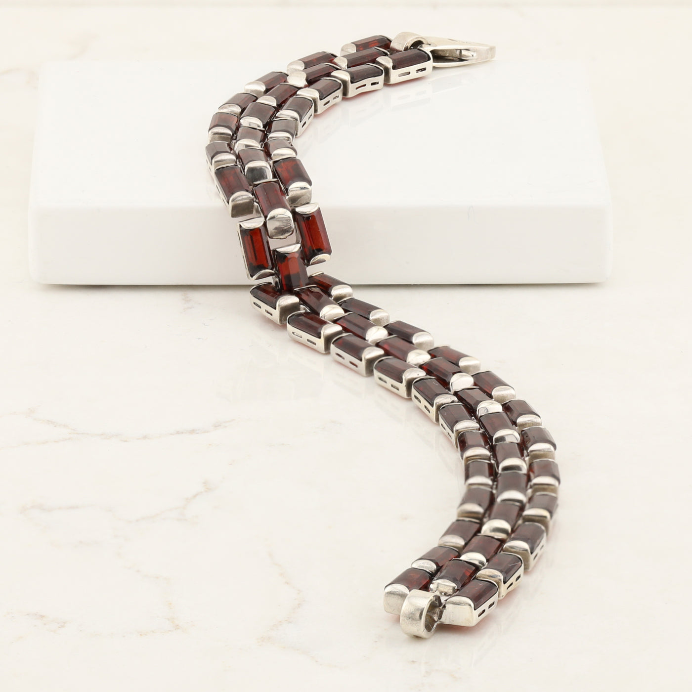 Garnet & Silver Bracelet