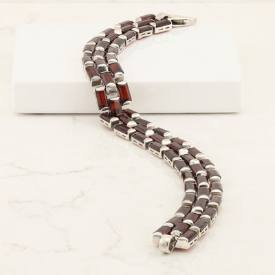 Garnet & Silver Bracelet