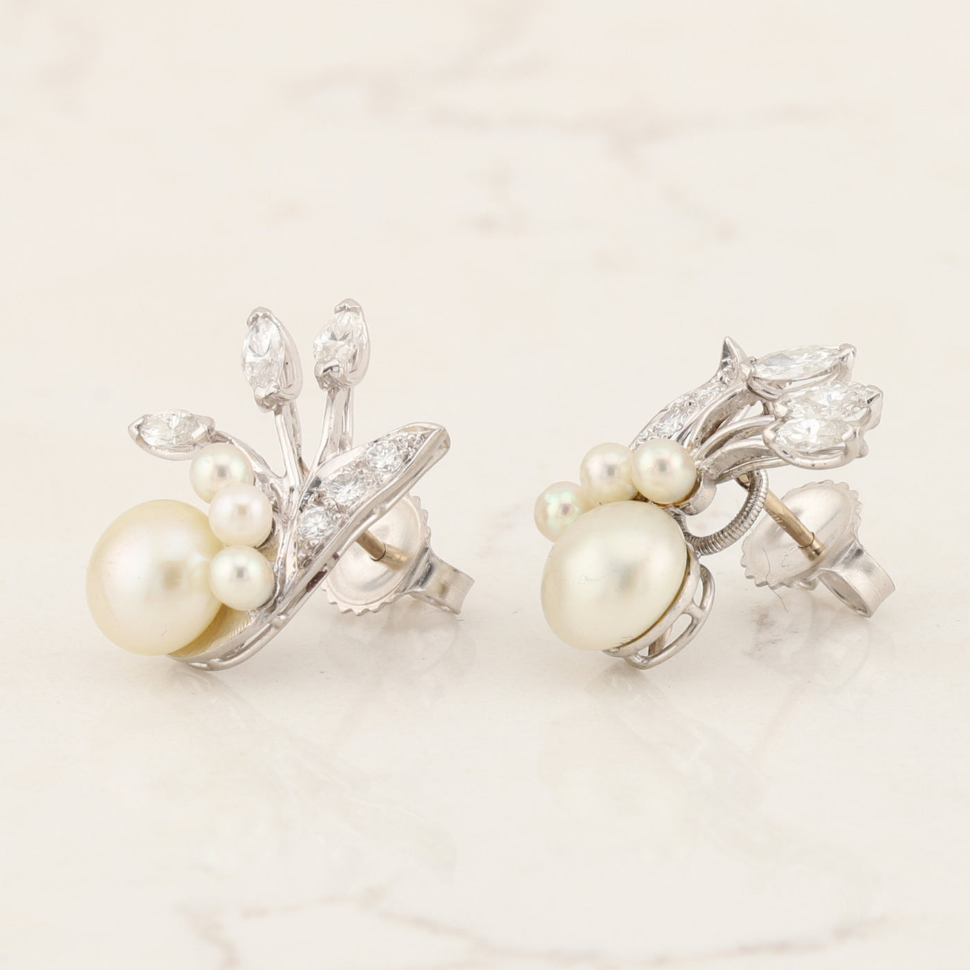 Pearl and Diamond Earrings