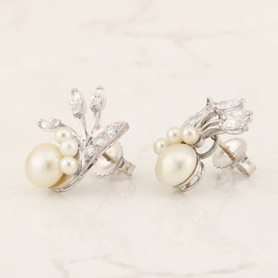 Pearl and Diamond Earrings