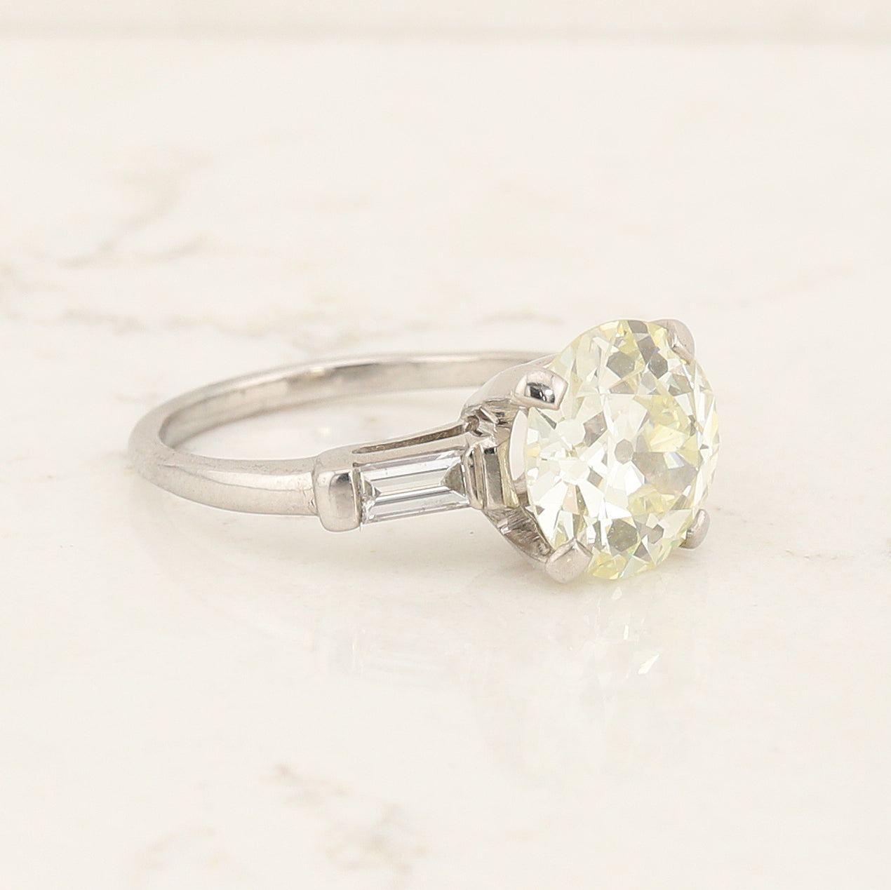 Platinum 3.39ct Transitional Cut Diamond Ring