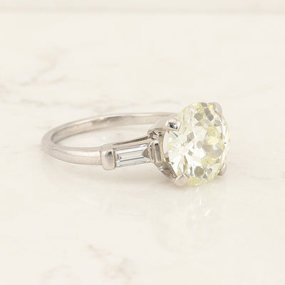 Platinum 3.39ct Transitional Cut Diamond Ring