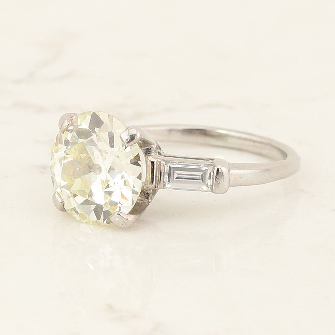 Platinum 3.39ct Transitional Cut Diamond Ring