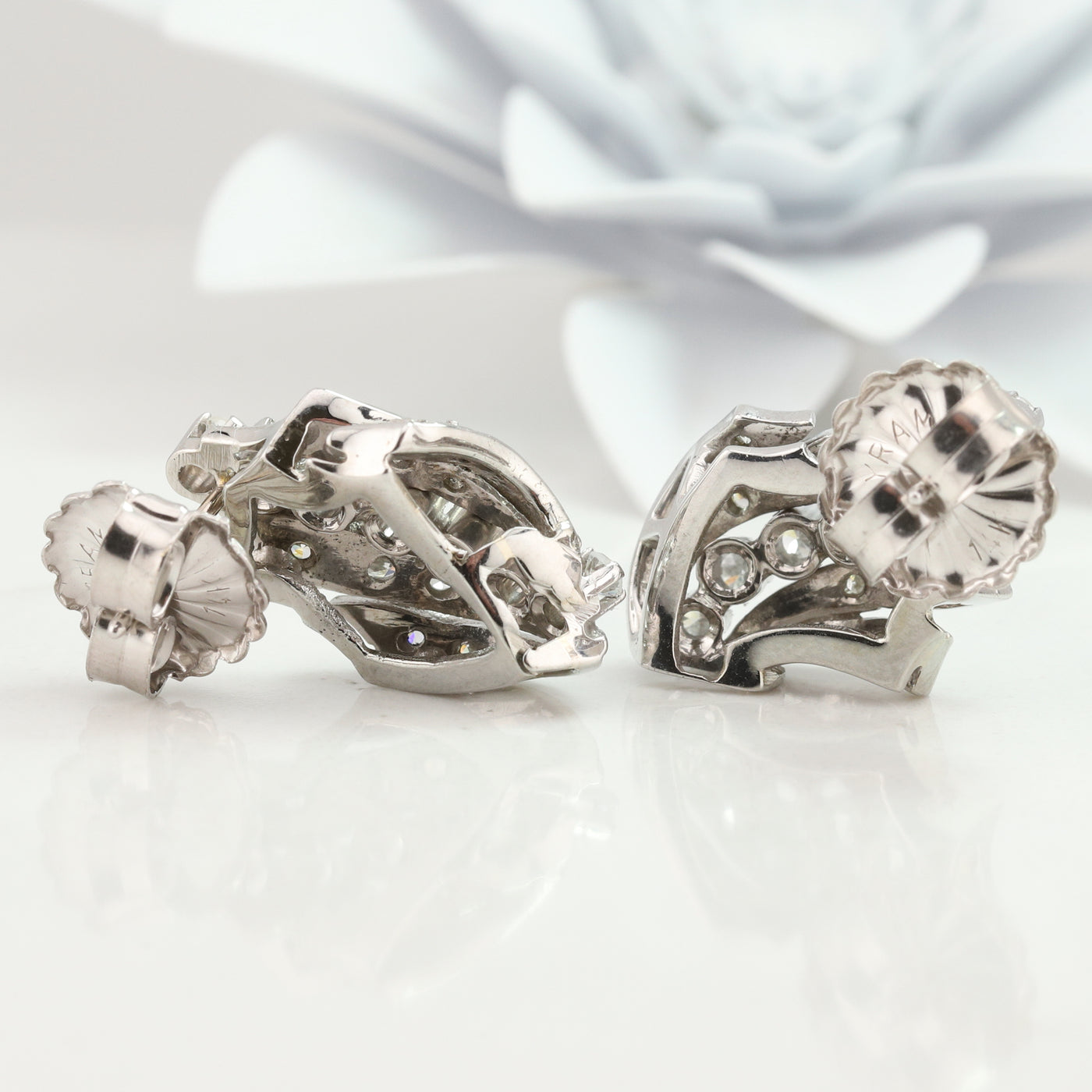 White Gold Diamond Wave Earrings