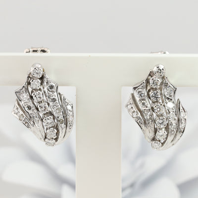 White Gold Diamond Wave Earrings