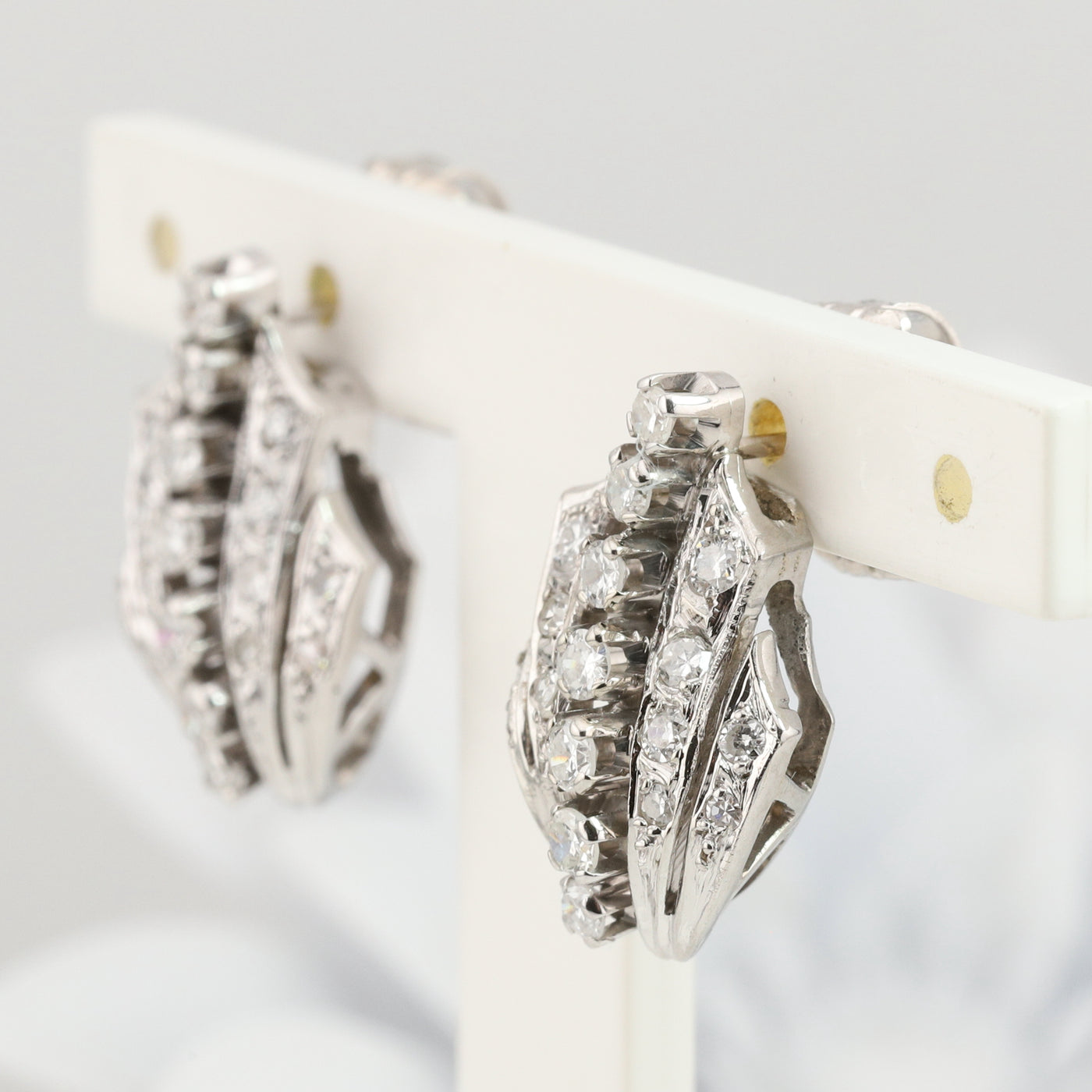 White Gold Diamond Wave Earrings