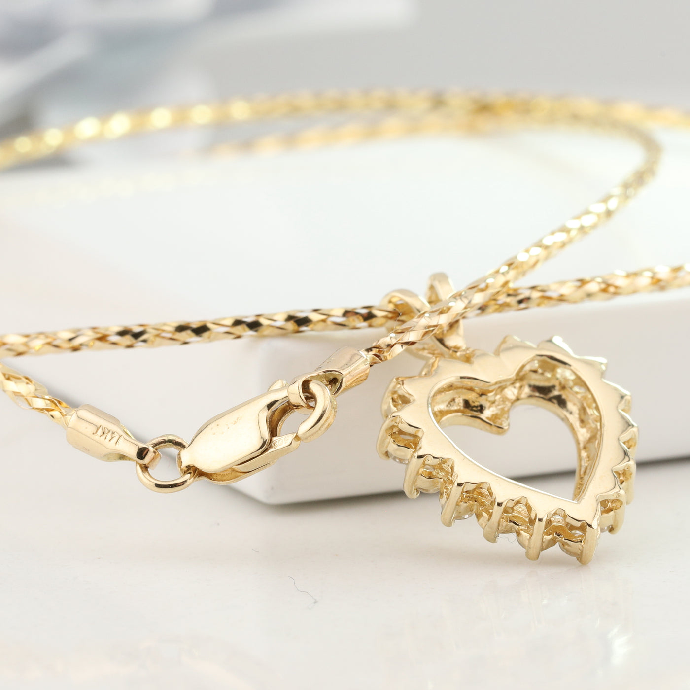 Diamond Heart Pendant with Gator Chain