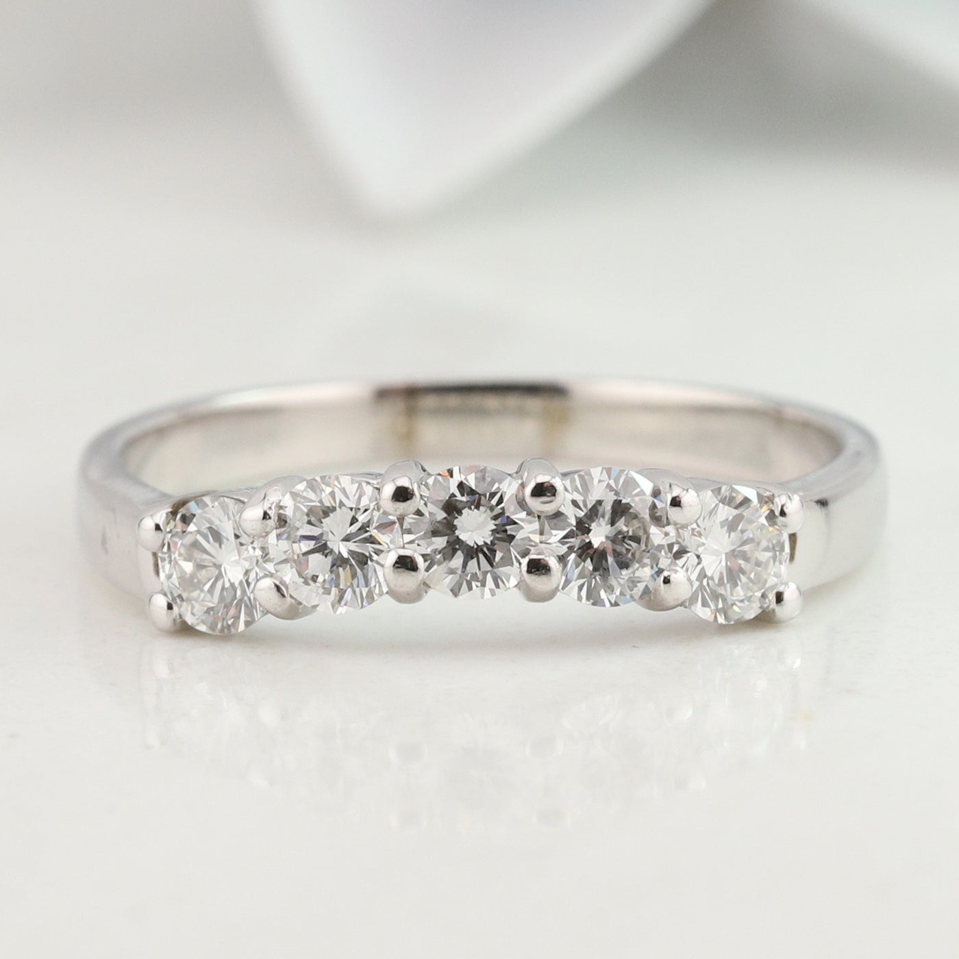 White Gold Diamond Curved Ring