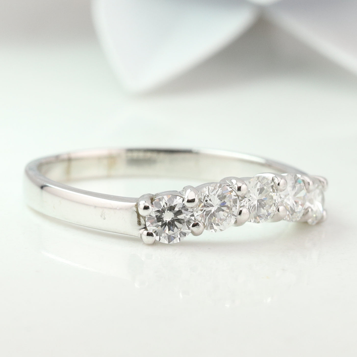 White Gold Diamond Curved Ring
