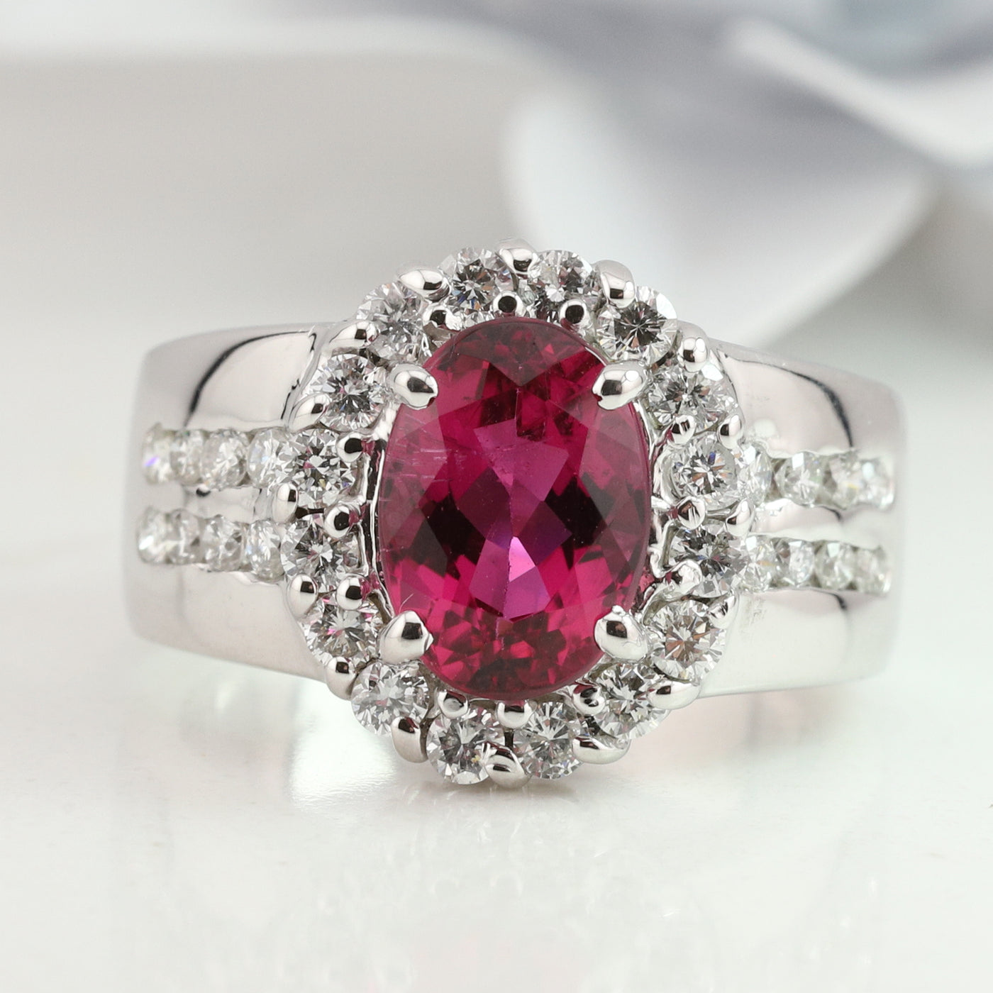 Pink Tourmaline and Diamond Ring