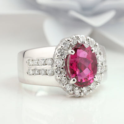 Pink Tourmaline and Diamond Ring