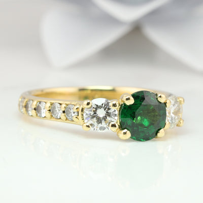 Tsavorite and Diamond Ring