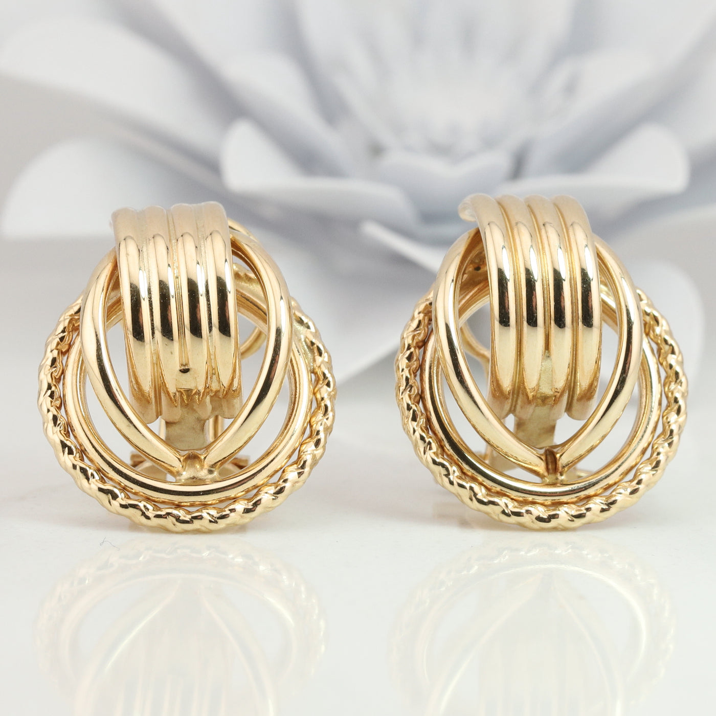Yellow Gold Circular Design Earrings