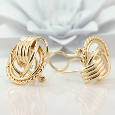 Yellow Gold Circular Design Earrings