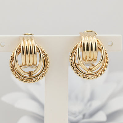Yellow Gold Circular Design Earrings