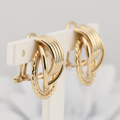 Yellow Gold Circular Design Earrings